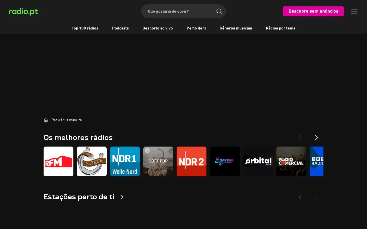 Rádio homepage screenshot
