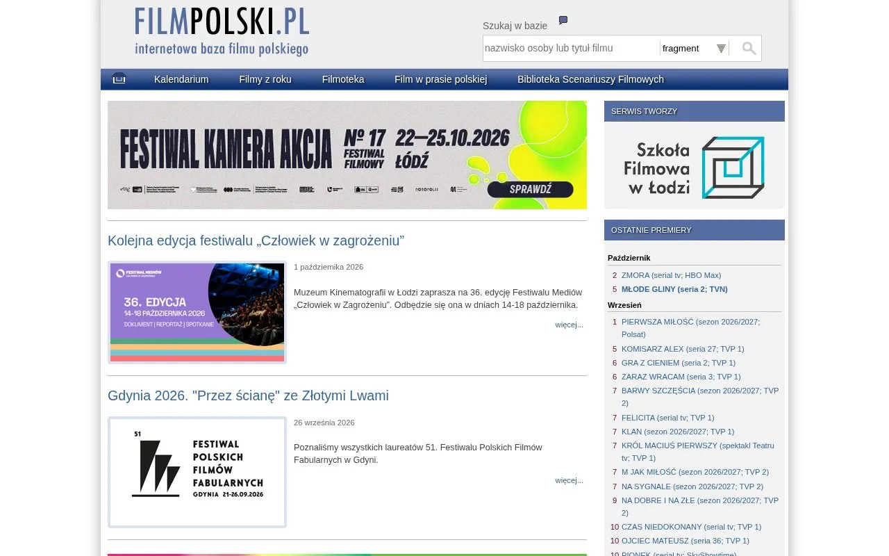 FilmPolski homepage screenshot