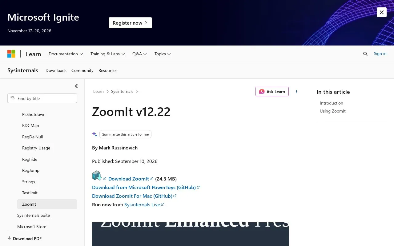 ZoomIt homepage screenshot