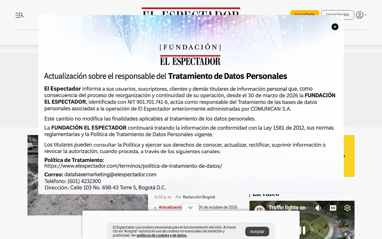 EL ESPECTADOR homepage screenshot