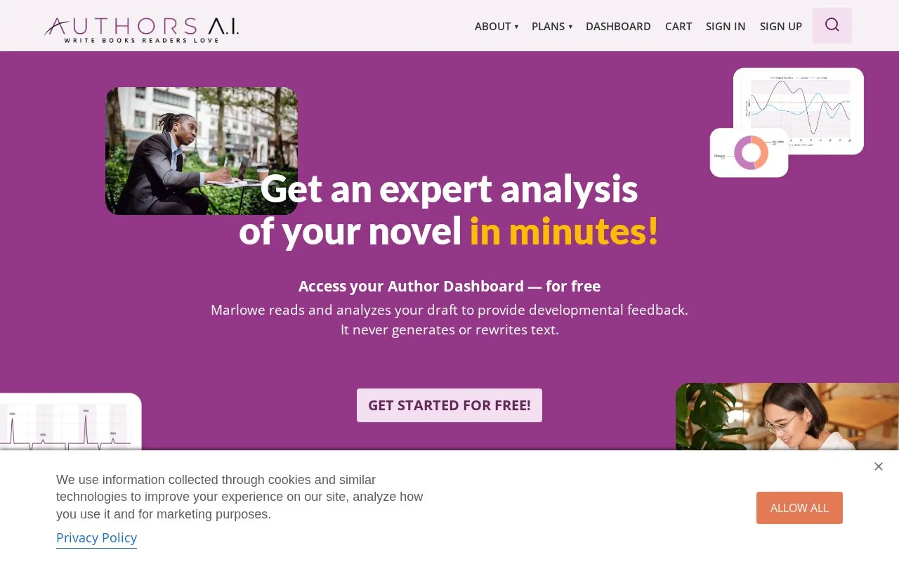 Authors A.I. homepage screenshot