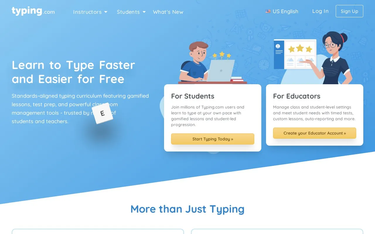 Typing.com homepage screenshot