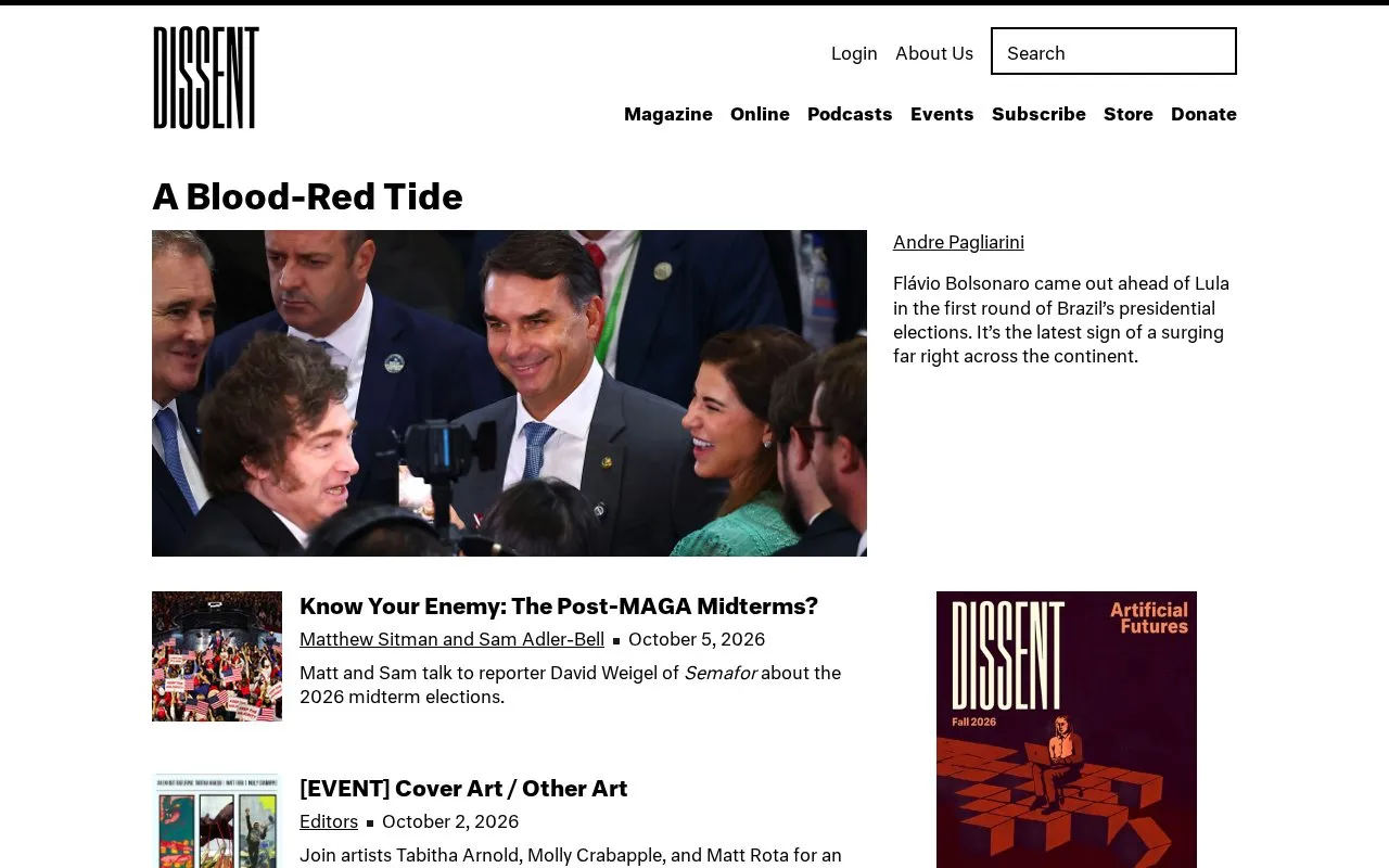 Dissent homepage screenshot