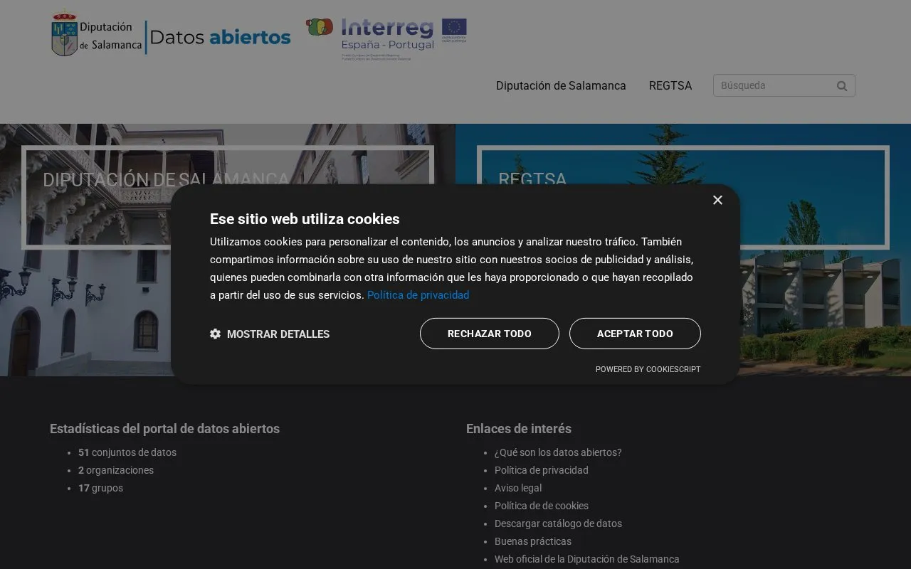 Salamanca Open Data homepage screenshot
