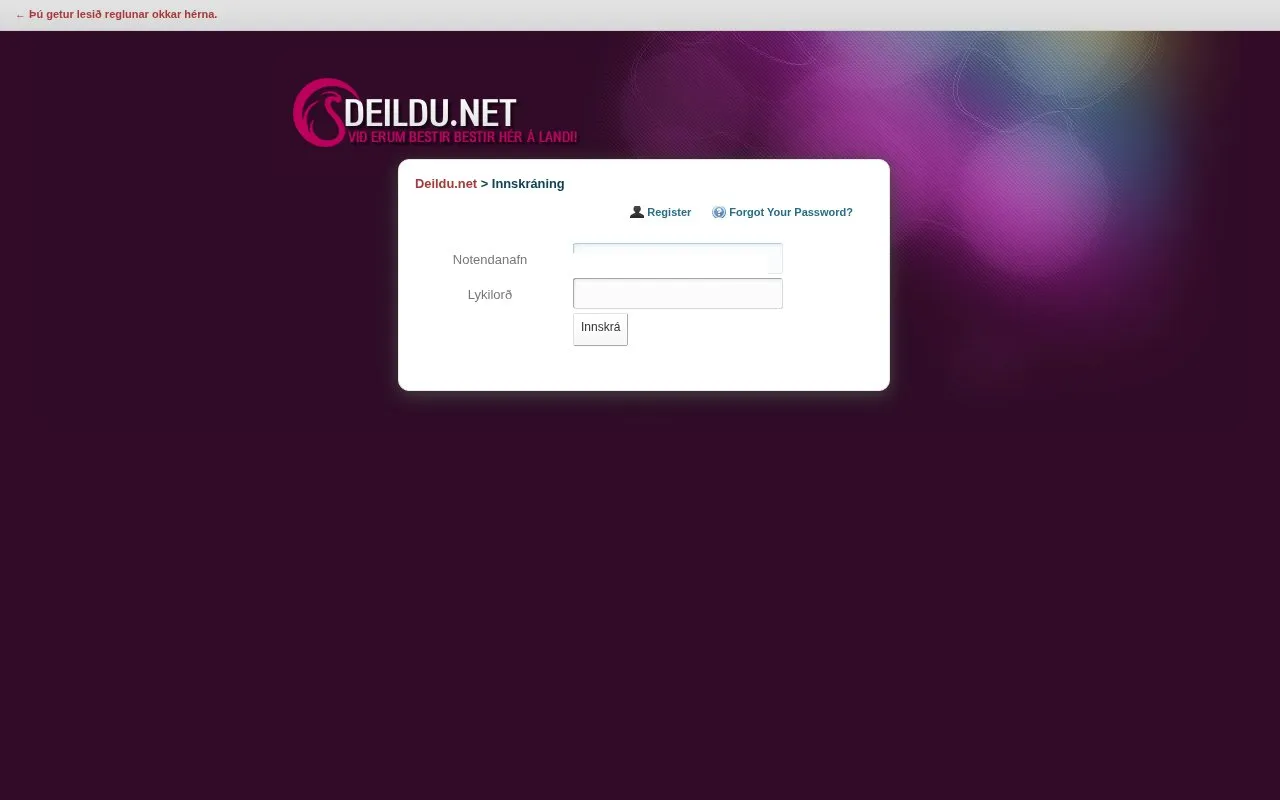 Deildu homepage screenshot