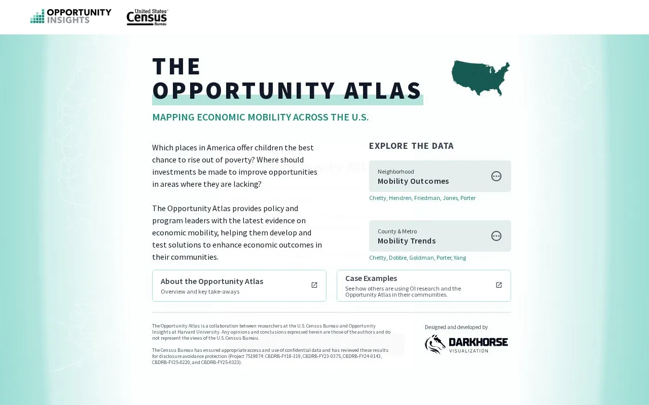 Opportunity Atlas homepage screenshot