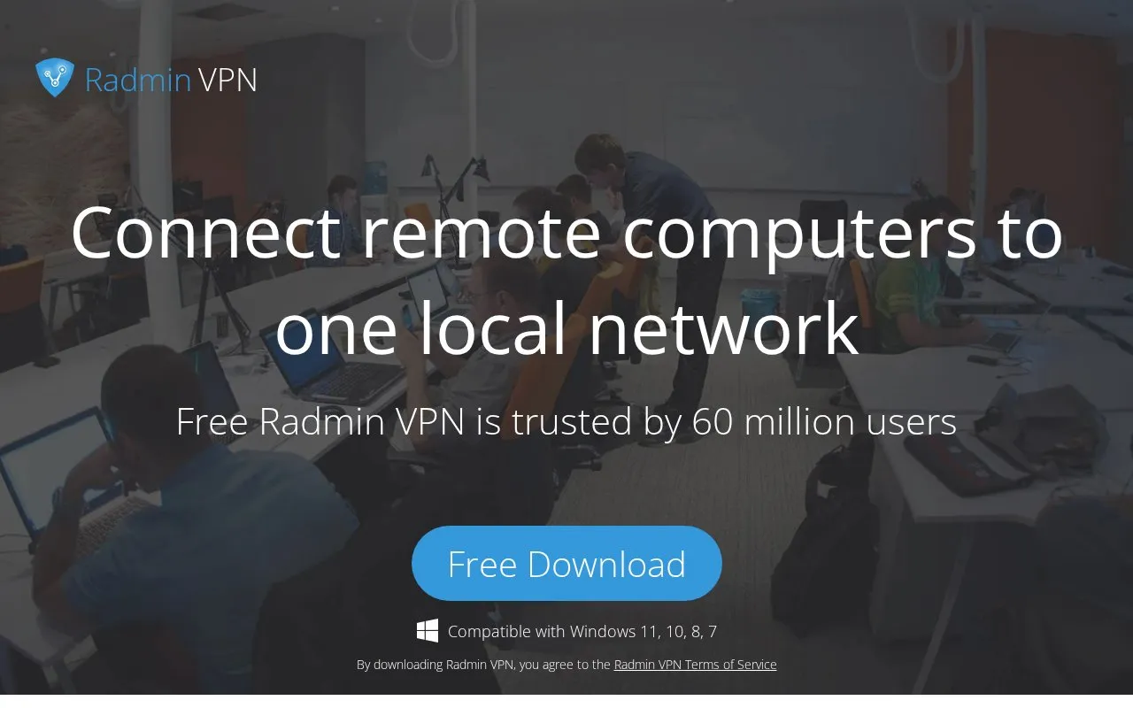 Radmin homepage screenshot