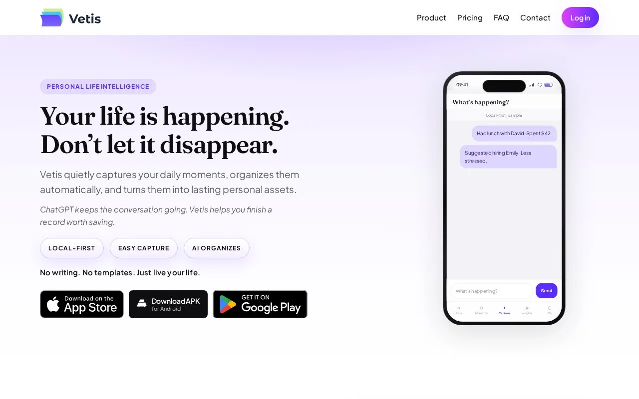 Vetis homepage screenshot