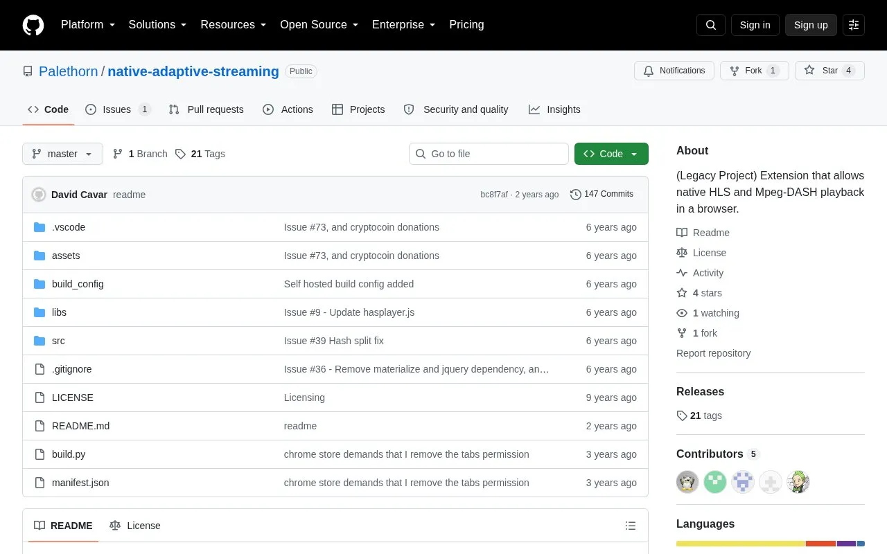 Native HLS homepage screenshot