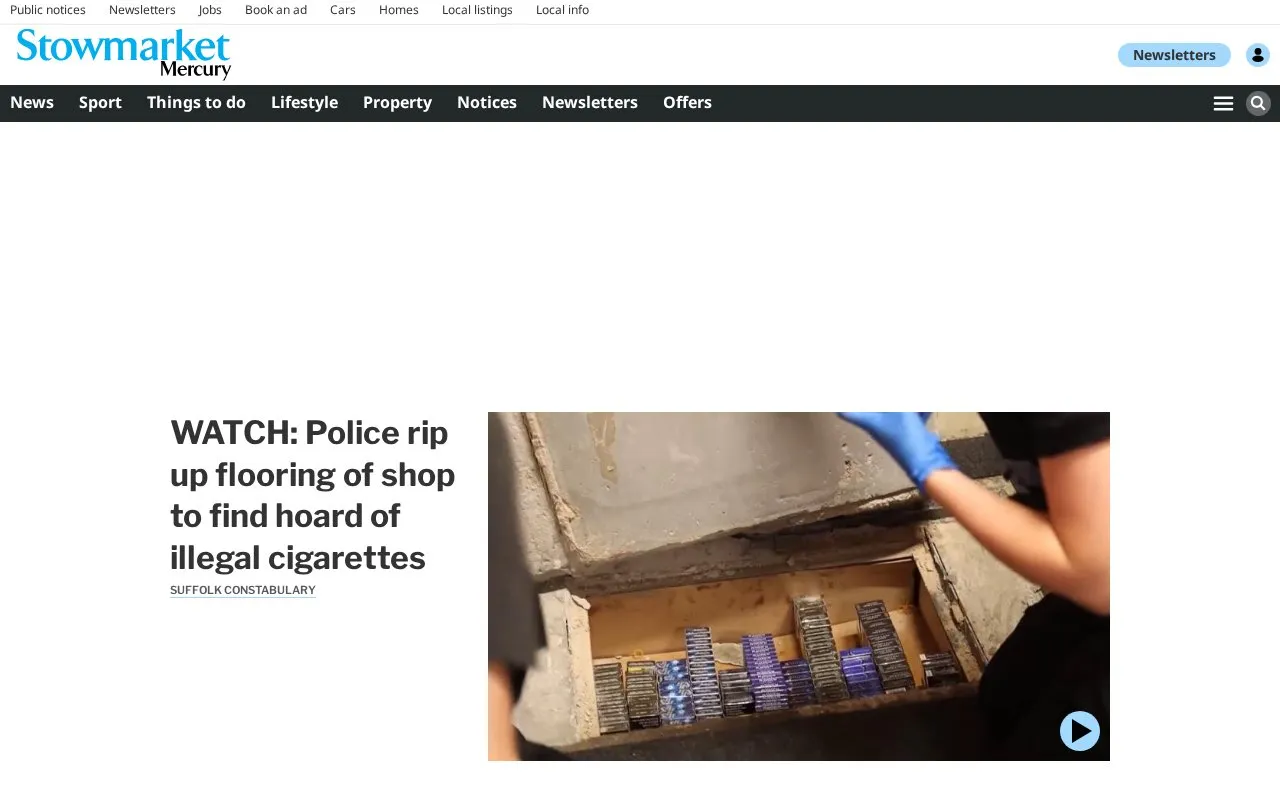 Stowmarket Mercury homepage screenshot
