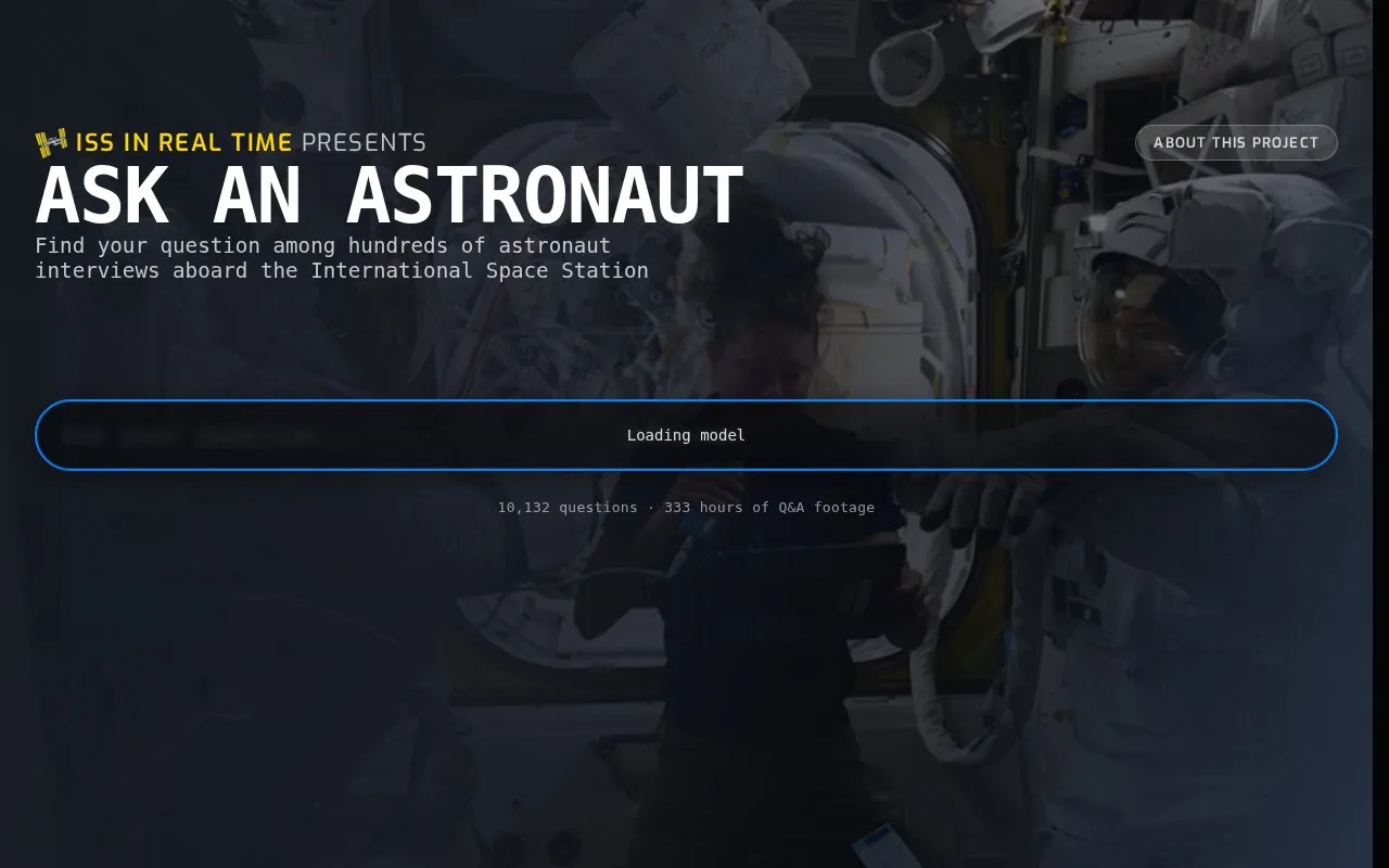 Ask an Astronaut homepage screenshot