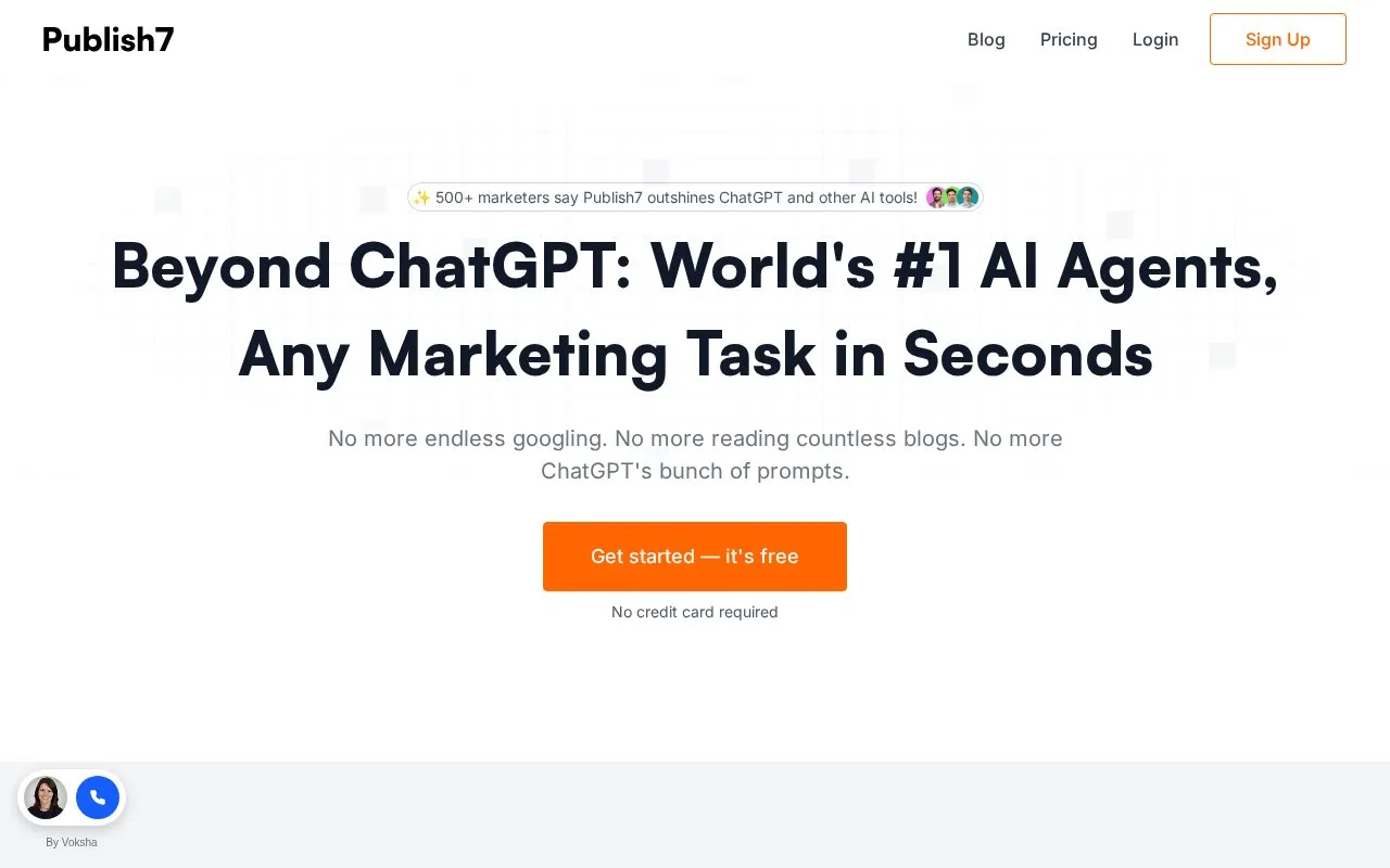 Publish7 homepage screenshot