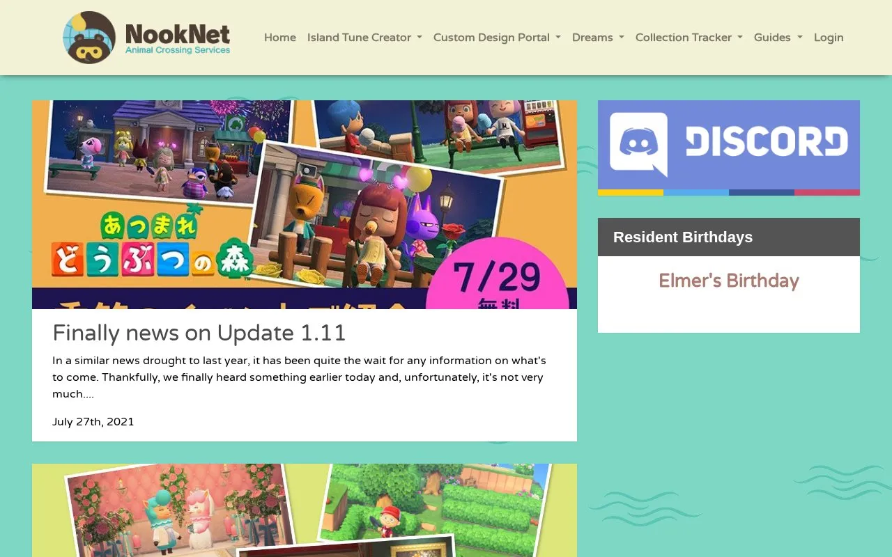 Nooknet homepage screenshot