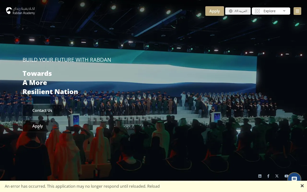 Rabdan Academy homepage screenshot