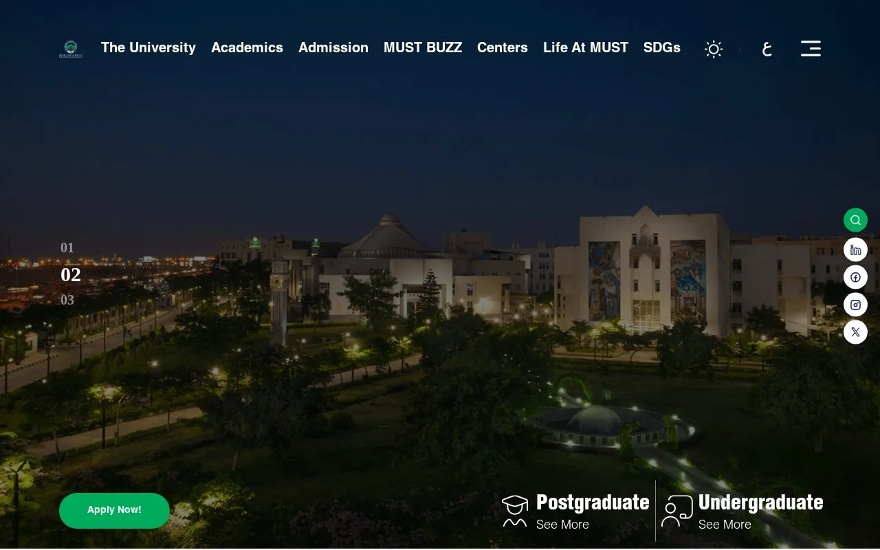 Misr University for Science and Technology homepage screenshot