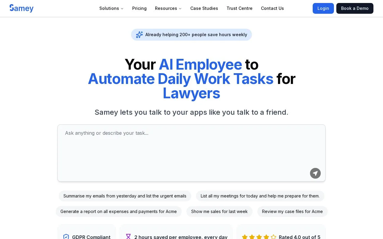 Samey AI homepage screenshot