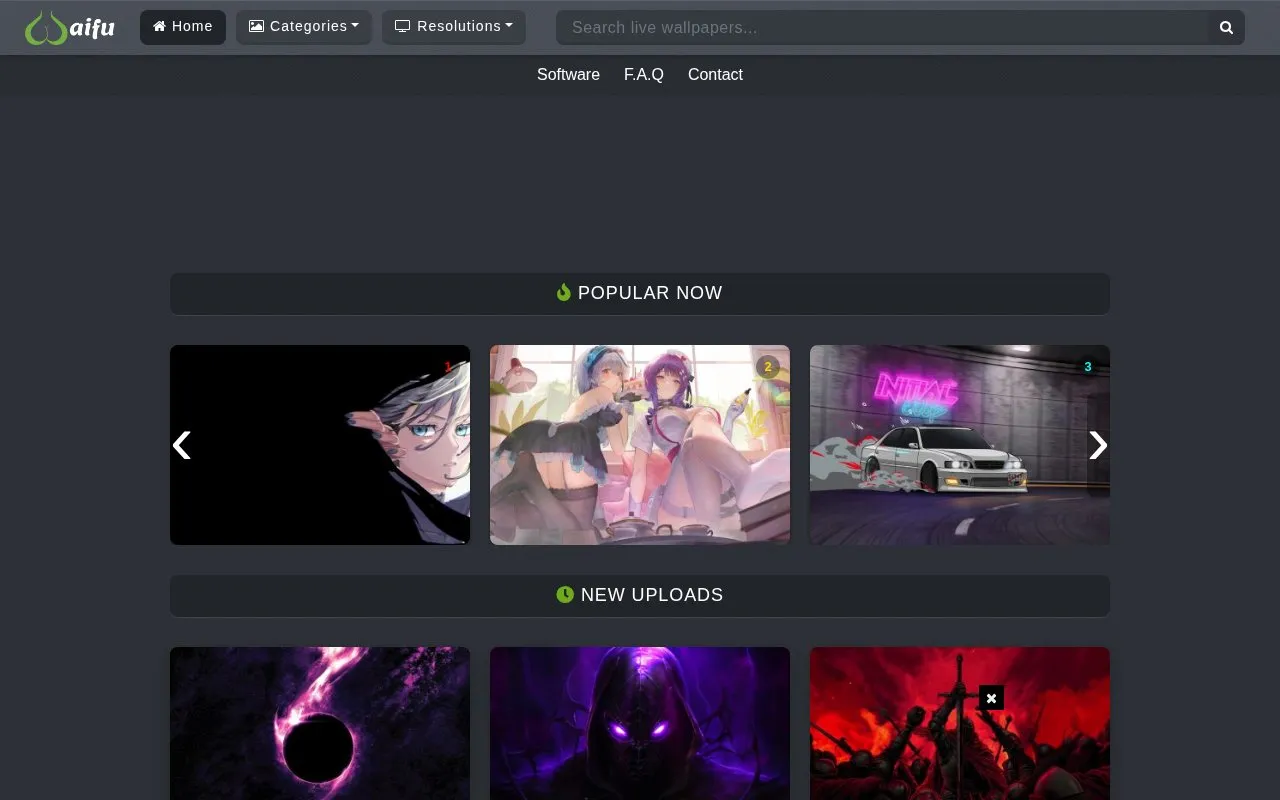 WallpaperWaifu homepage screenshot