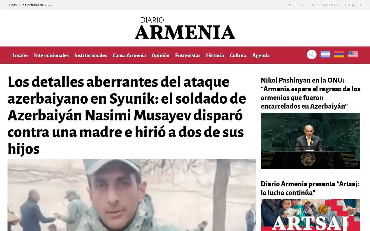 Diario Armenia homepage screenshot
