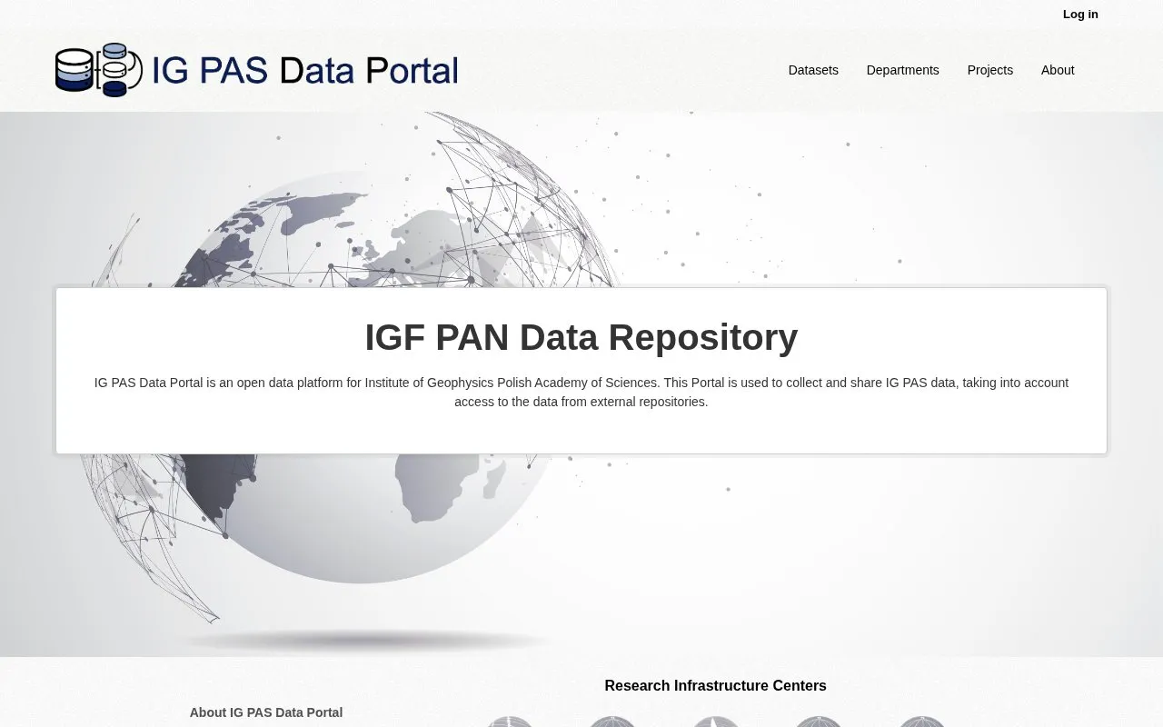IG PAS Data Portal homepage screenshot