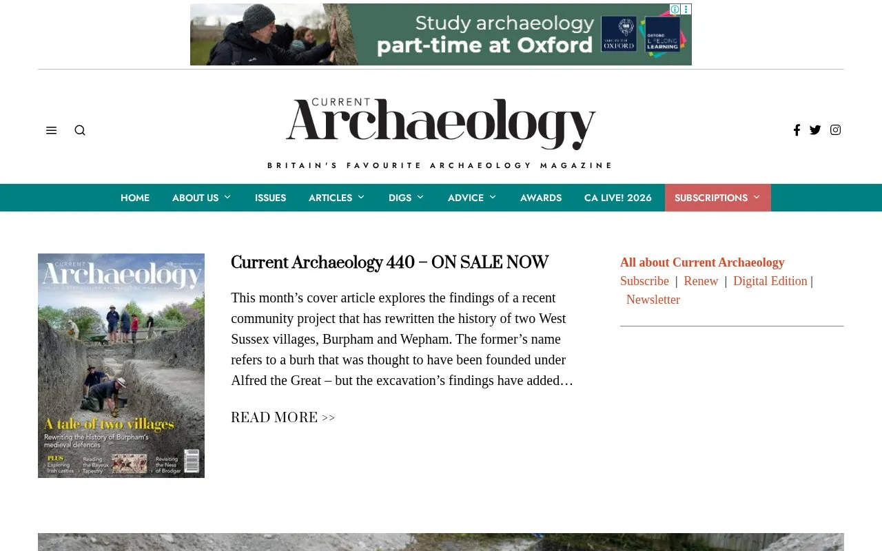 Current Archaeology homepage screenshot