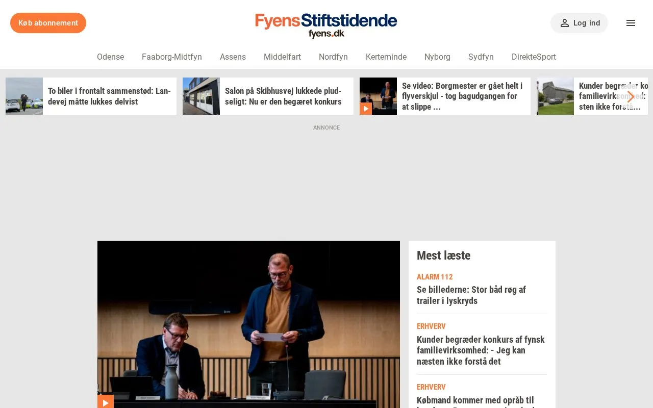 Fyens Stiftstidende homepage screenshot