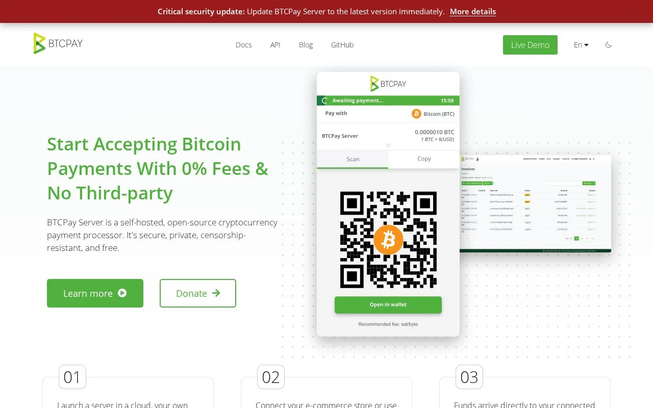 btcpayserver homepage screenshot