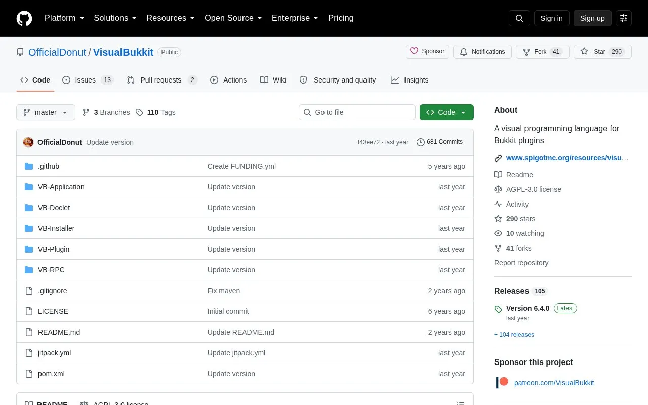 Visual Bukkit homepage screenshot