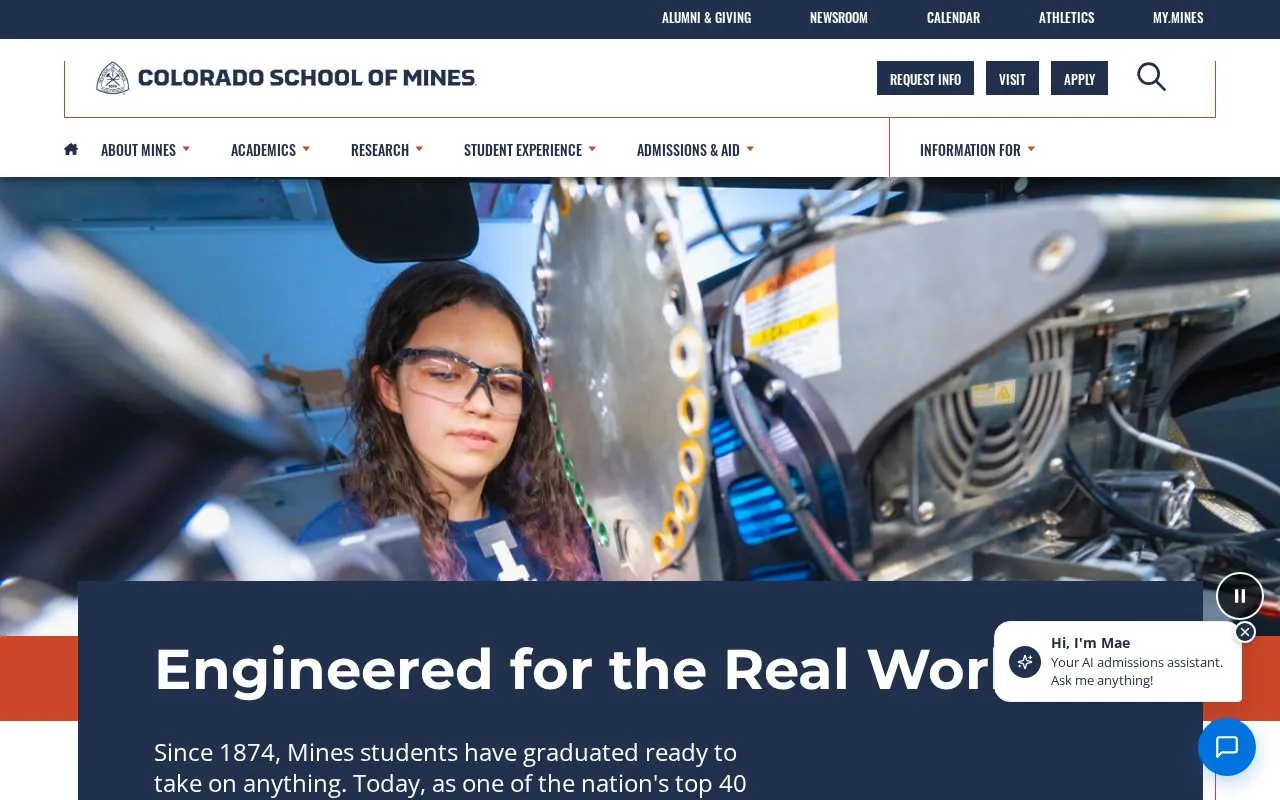 Colorado School of Mines homepage screenshot
