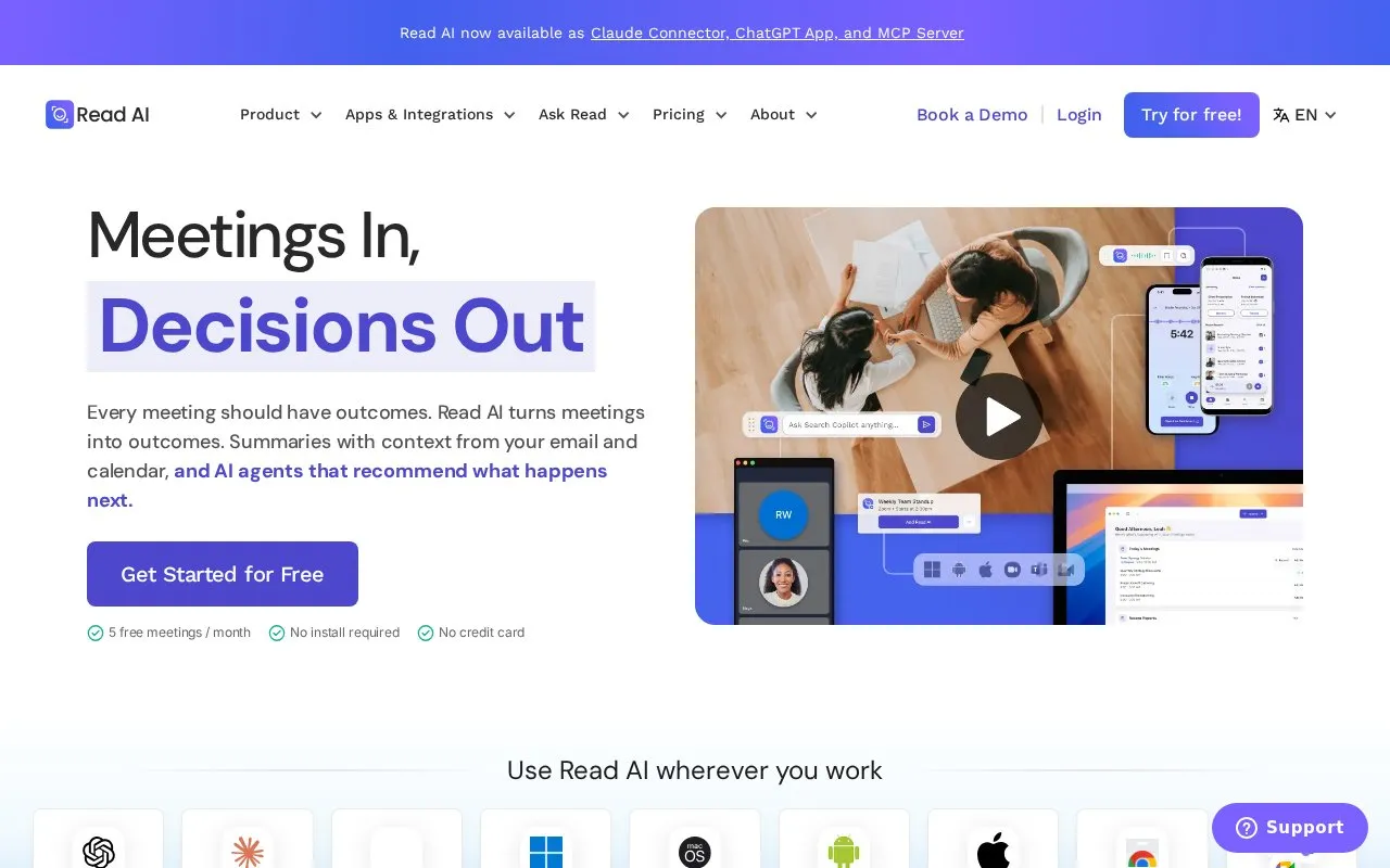 Read AI homepage screenshot