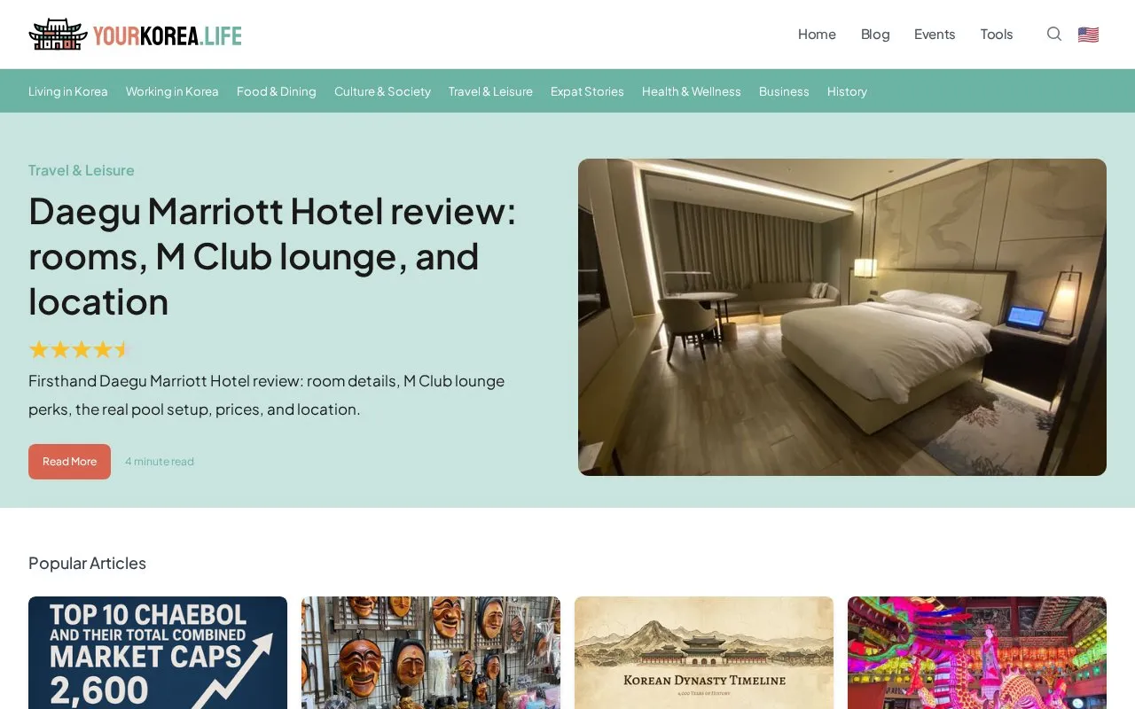 YourKoreaLife homepage screenshot