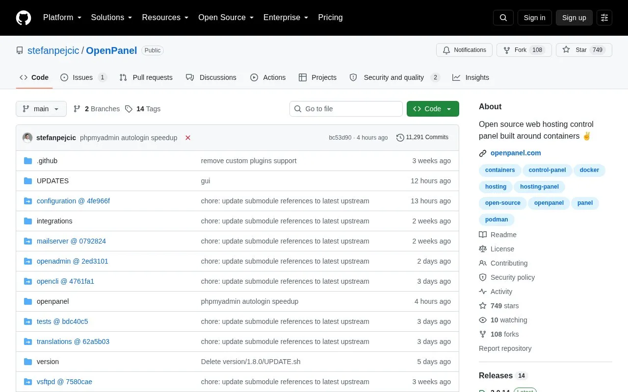 Openpanel homepage screenshot