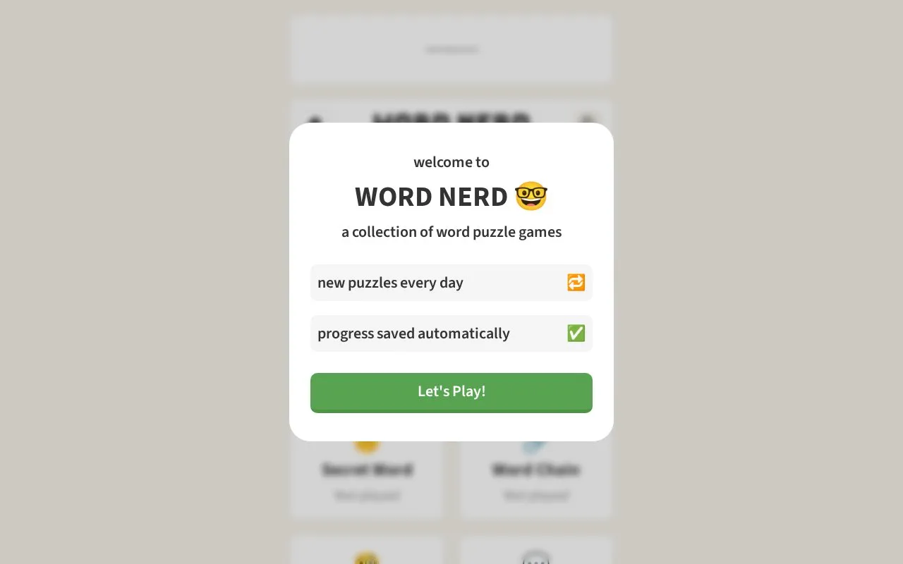 Word Nerd homepage screenshot