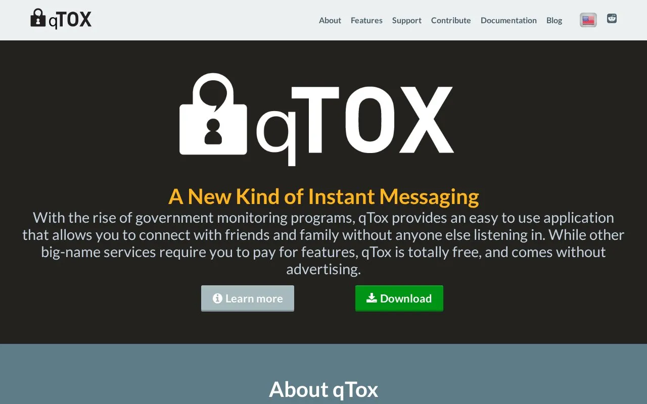 qTox homepage screenshot