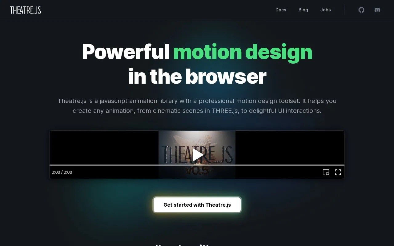 Theatre.js homepage screenshot
