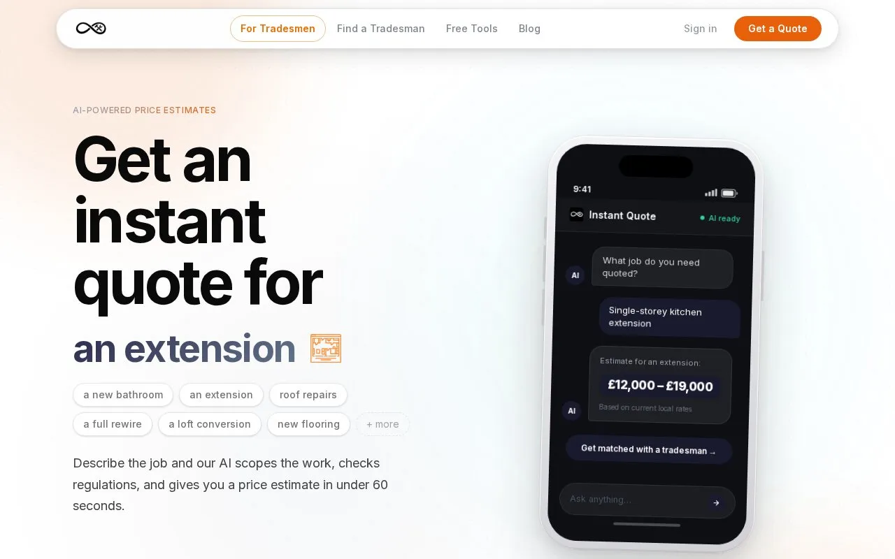 Sleepless Tradesman homepage screenshot
