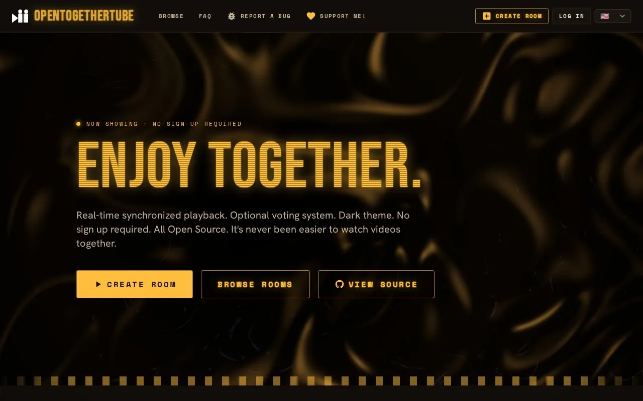 OpenTogetherTube homepage screenshot