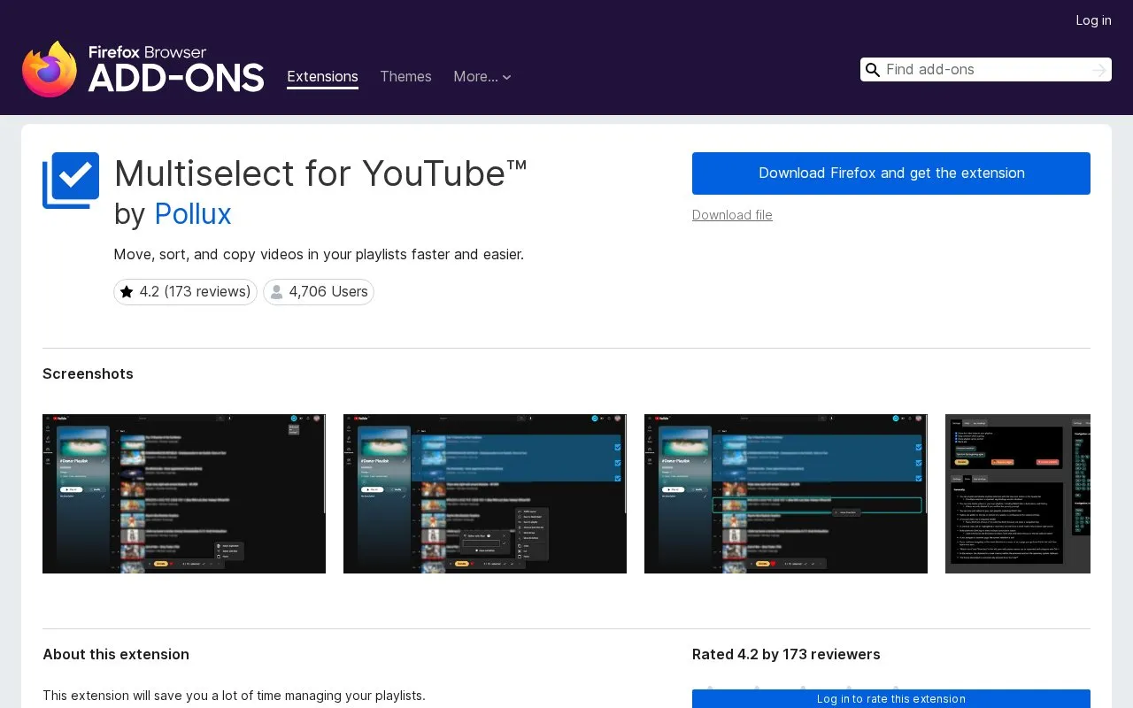 Multiselect for YouTube™ by Pollux homepage screenshot