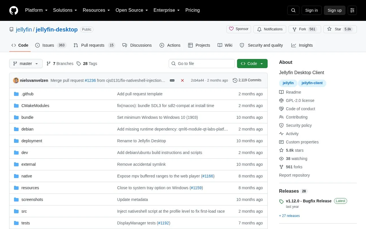 jellyfin-desktop homepage screenshot