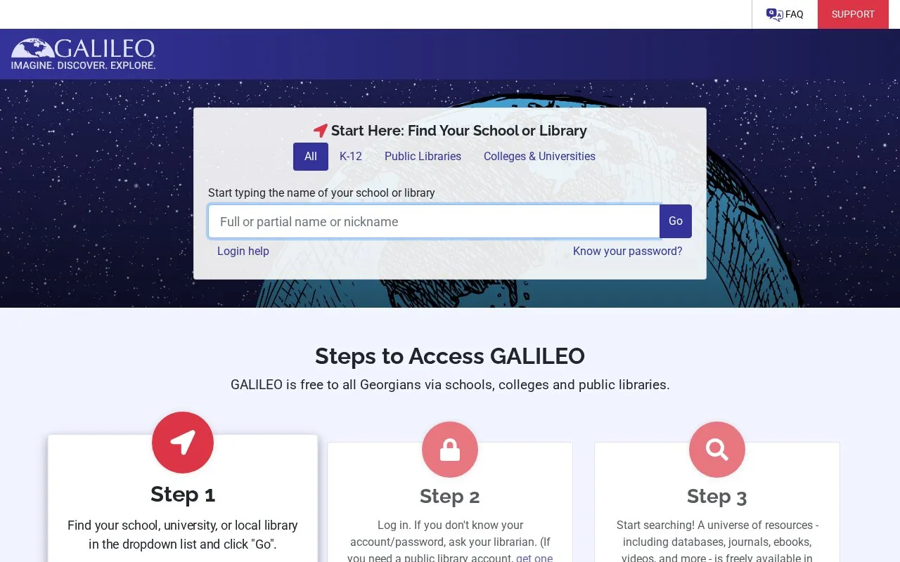 GALILEO homepage screenshot