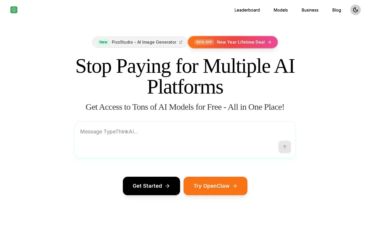 TypeThink AI homepage screenshot