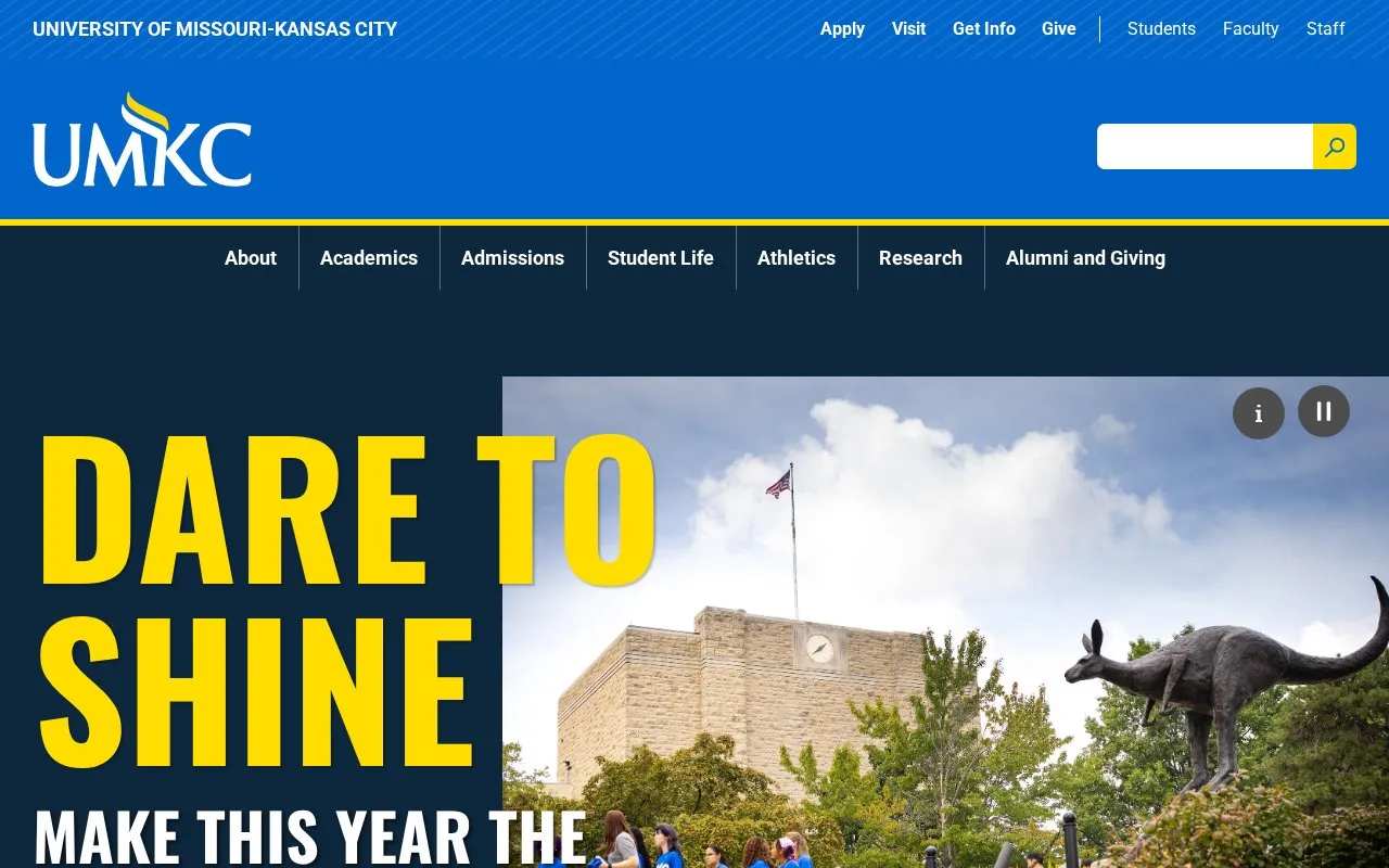 University of Missouri Kansas City homepage screenshot