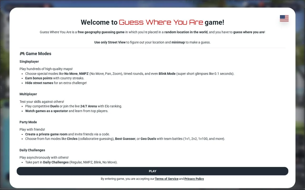 GuessWhereYouAre homepage screenshot