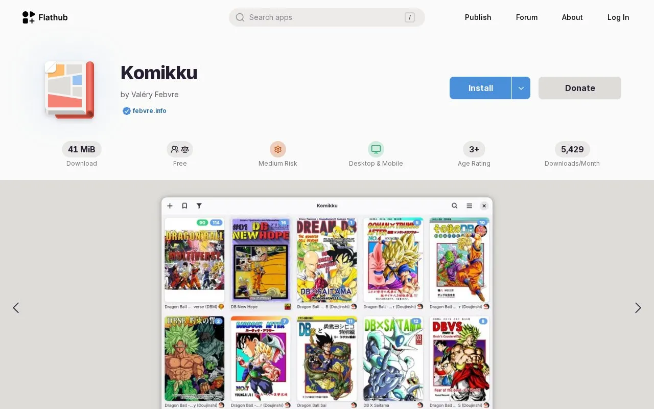 Komikku homepage screenshot