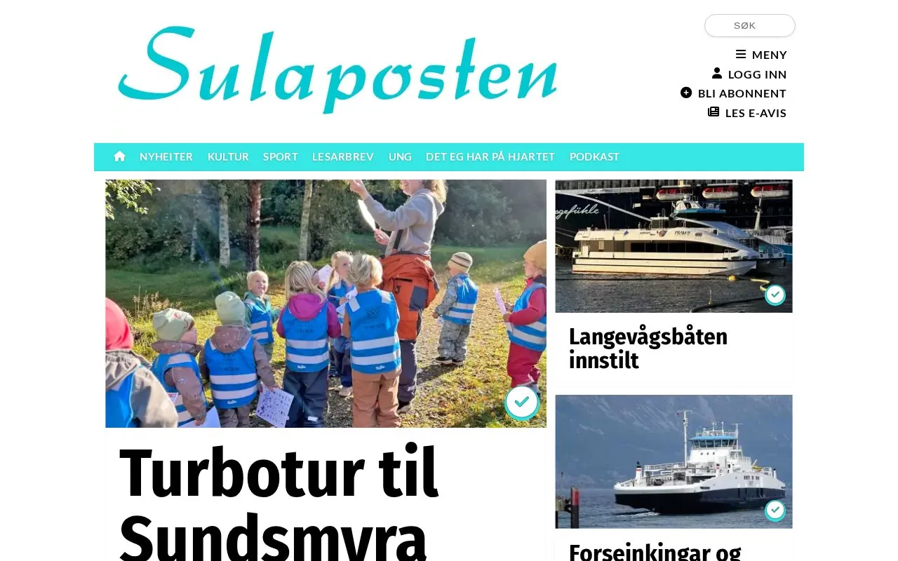 Sulaposten homepage screenshot