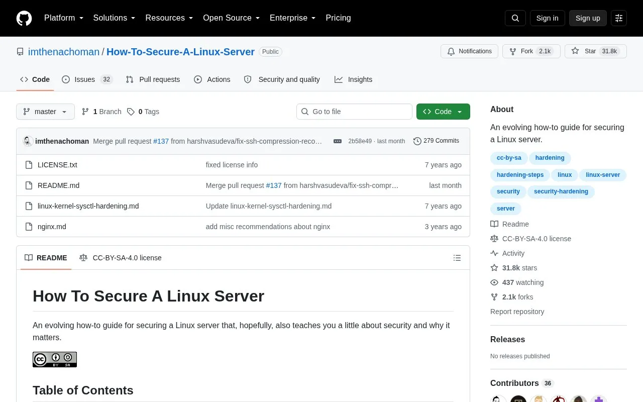 How to Secure a Linux Server homepage screenshot