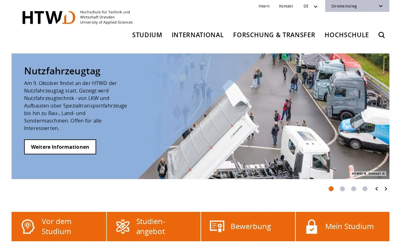 Hochschule fur Technik und Wirtschaft Dresden homepage screenshot