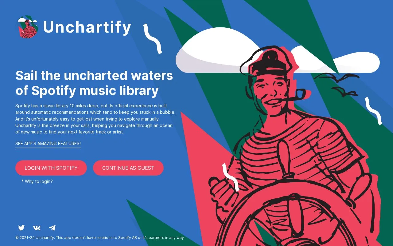 Unchartify homepage screenshot