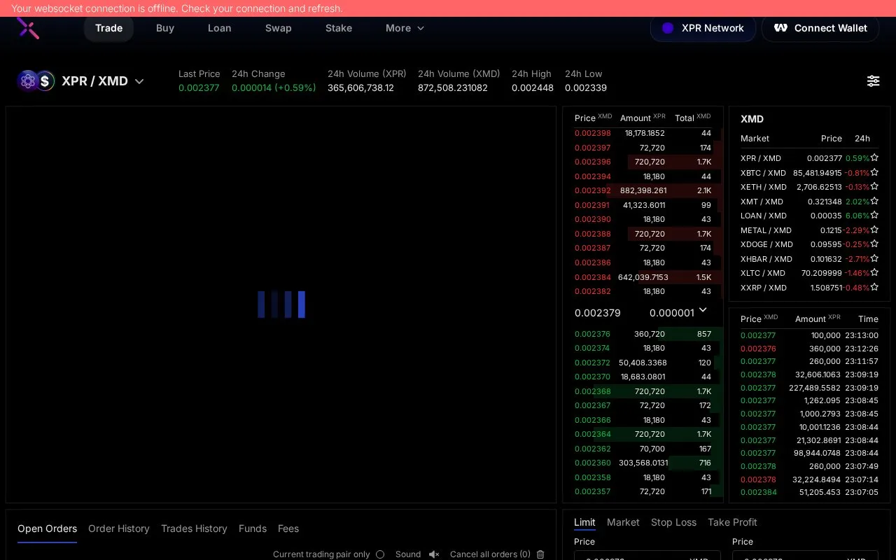 MetalX Dex homepage screenshot