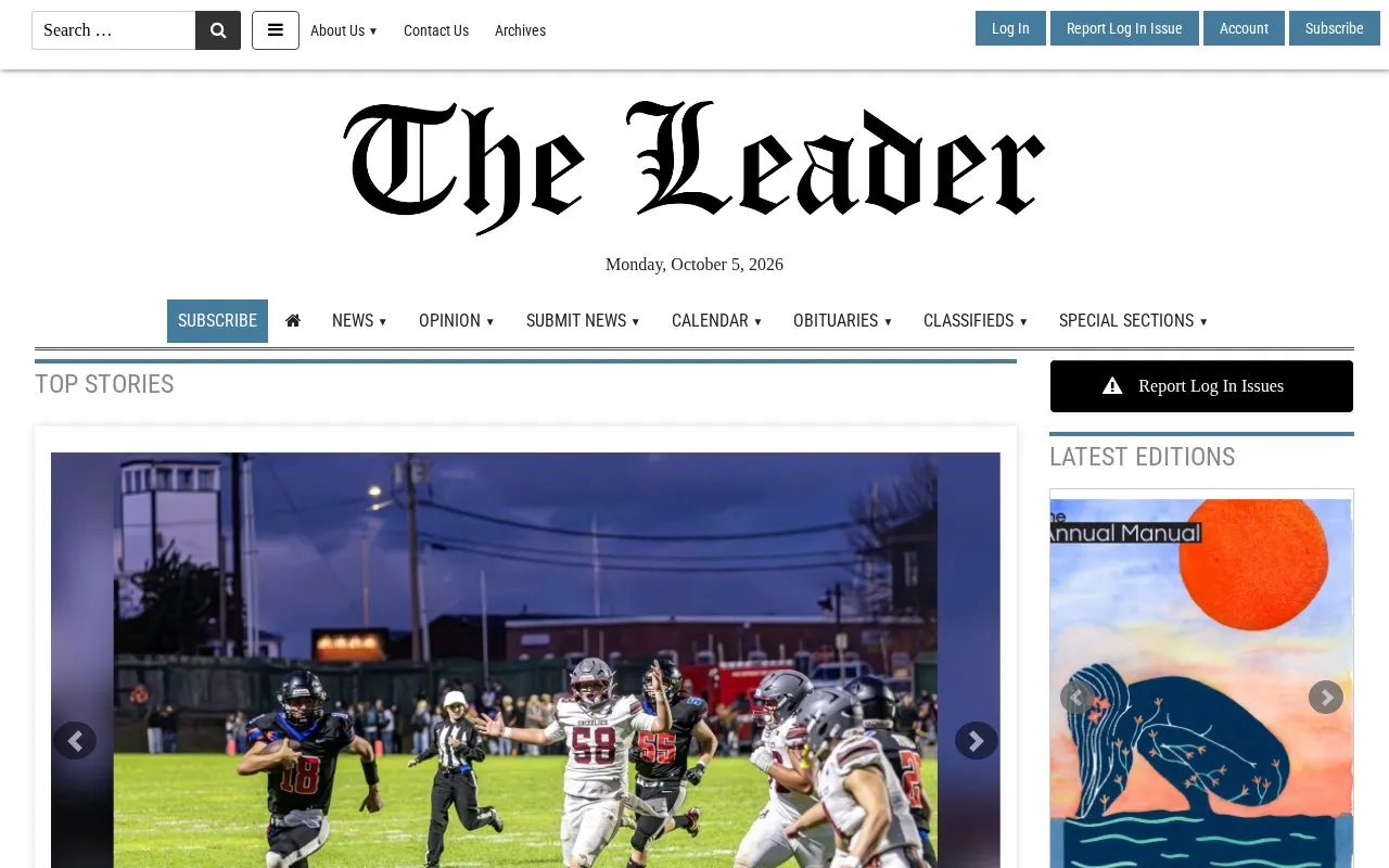 Jefferson County Leader homepage screenshot