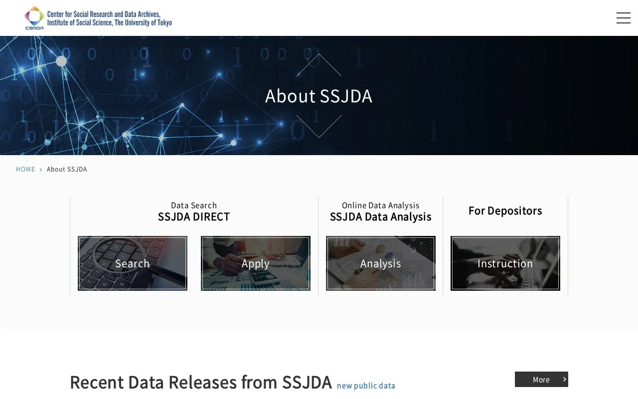 Social Science Japan Data Archive homepage screenshot